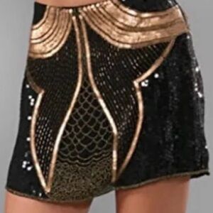 Gryphon New York Black and Gold Sequin Skirt Vintage's